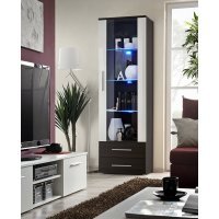 Vitrina NEO I 23 EMEMWH N1 Genarom AM Wenge /Alb Lucios/Wenge